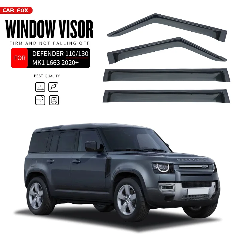 

For Land Rover Defender 90 110 130 L663 2020-2023 Present Plastic Window Visor Vent Shades Sun Rain Deflector Guardv