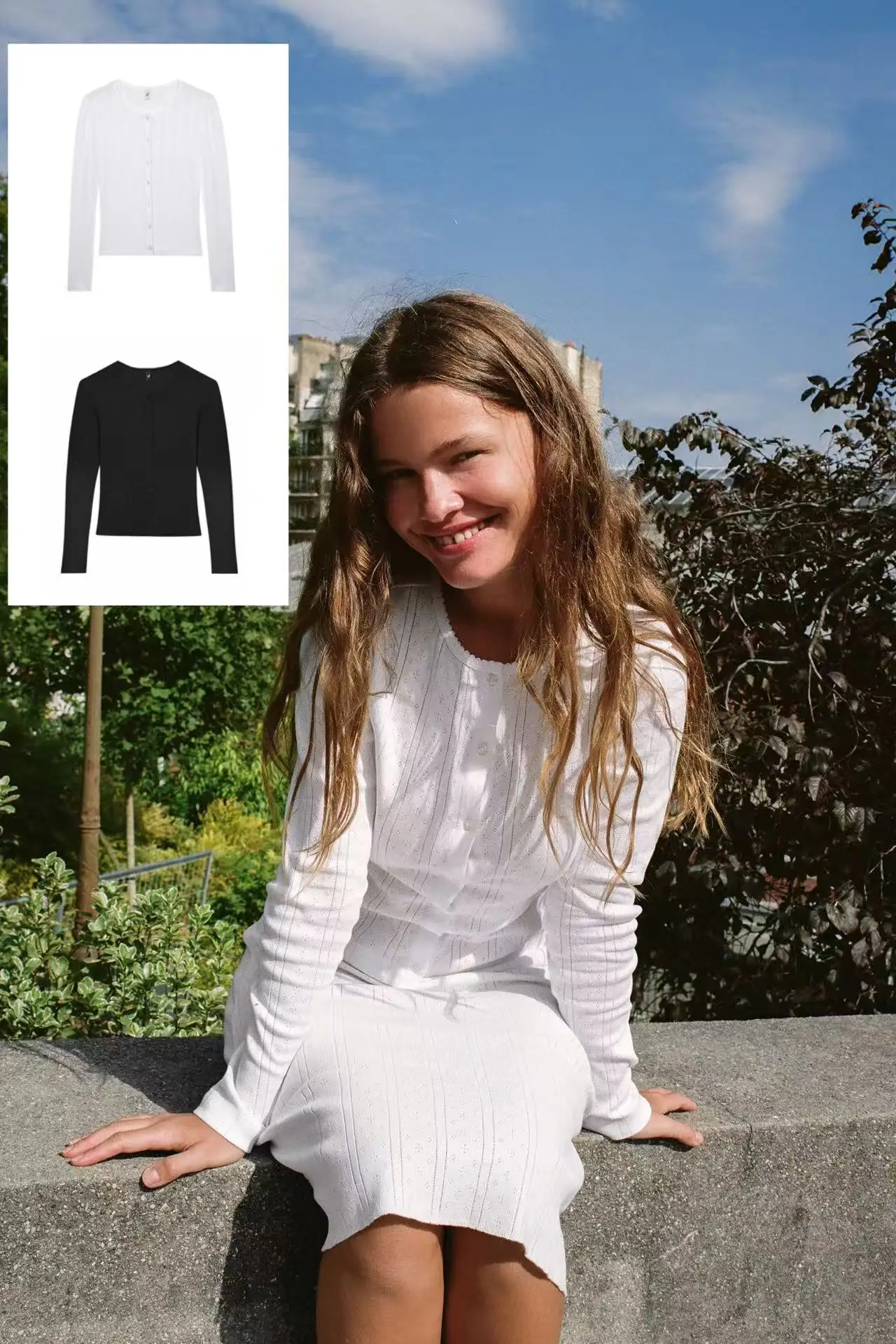 تي شيرت COUCOU بأكمام طويلة من Henley بأكمام طويلة، سترة قصيرة بقصة ضيقة وخفيفة الوزن وأكمام طويلة