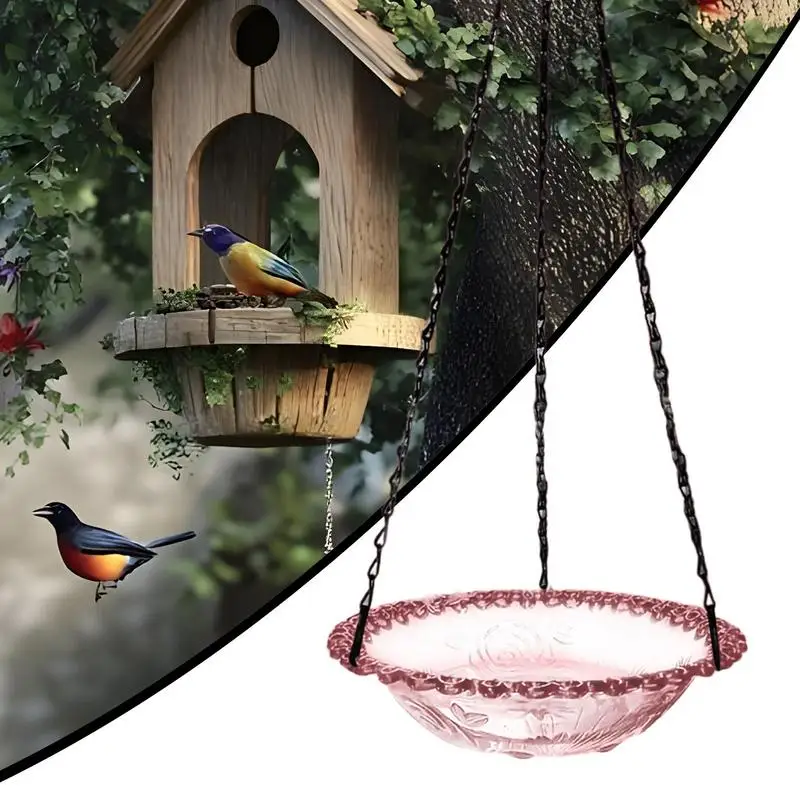 Comedero para baño de pájaros, baños para exteriores, estación de agua de Metal resistente, decorativa para Patio, visualización de vida silvestre, cubierta de balcón