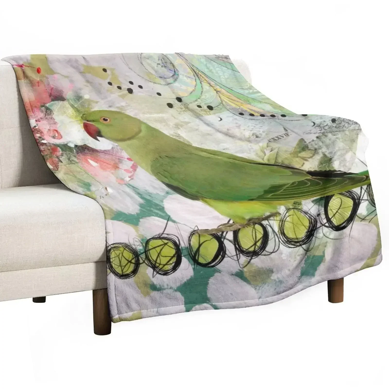 Indian Ringneck Parrot Throw Blanket Beach Hairys Heavy Decoratives Blankets