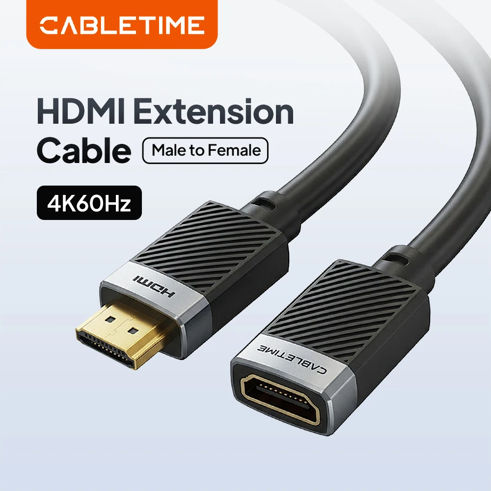 CABLETIME HDMI Extension Cable 4K 60Hz HDMI 2.0 Adapter Male to Female Hdmi Cable For Switch PS4/3 TV Box Laptop Projector HDMI