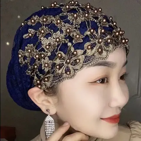 숙녀 성격 민족 파란색 모자 거즈 스카프 Headscarf 새로운 패션 Headscarf 풀오버 모자 숙녀 Baotou 모자 T003