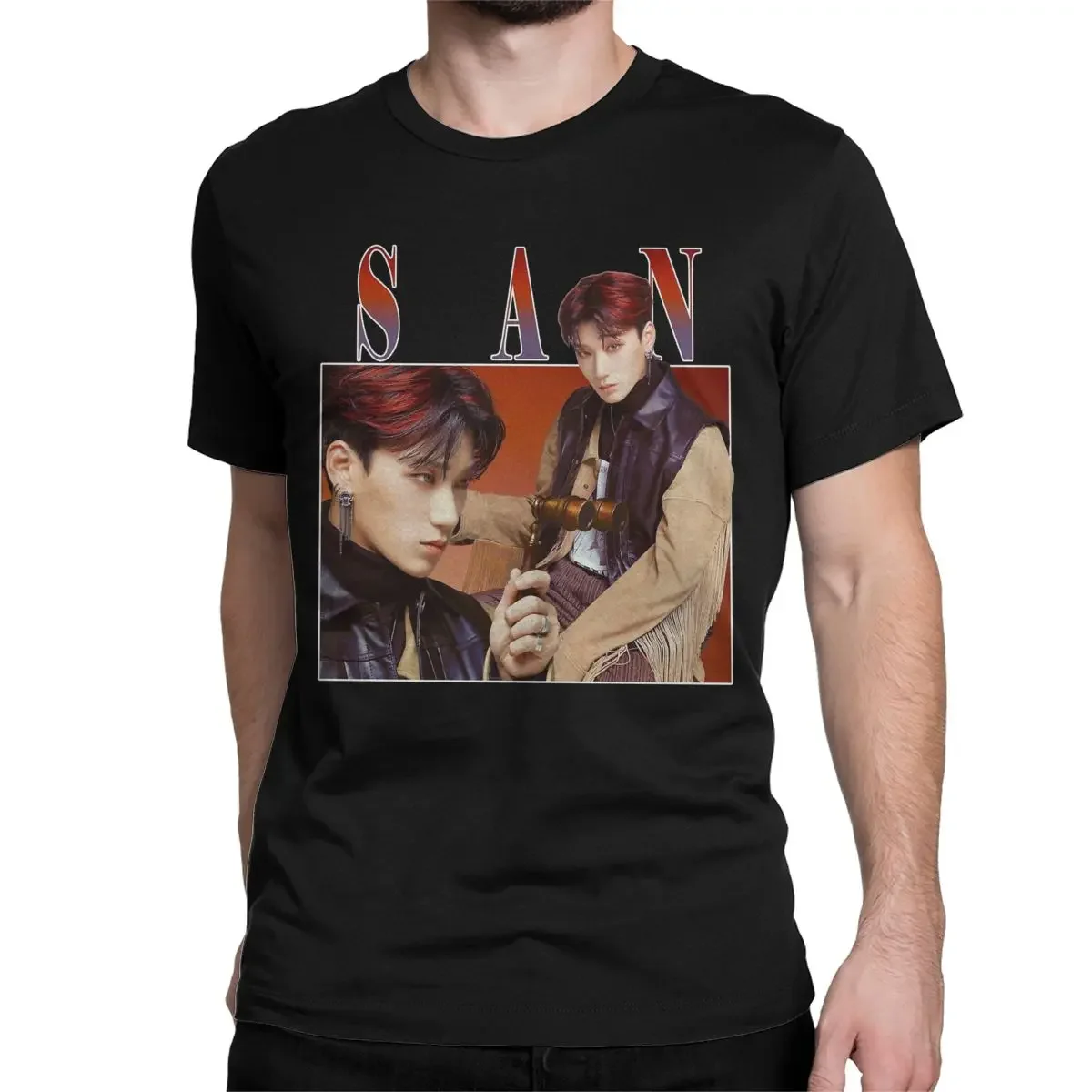 Men San Ateez T Shirts Cotton Clothing Vintage Short Sleeve Crewneck Tee Shirt Harajuku T-Shirt