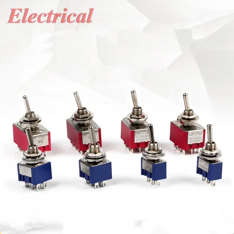 SPDT DPDT 6MM Reset Latching Toggle Switch 5A 6A 125V 3A 250 AC Mini 3 6PIN 9PIN 12P ON-ON ON-OFF-ON Rocker Switch Lights Motors