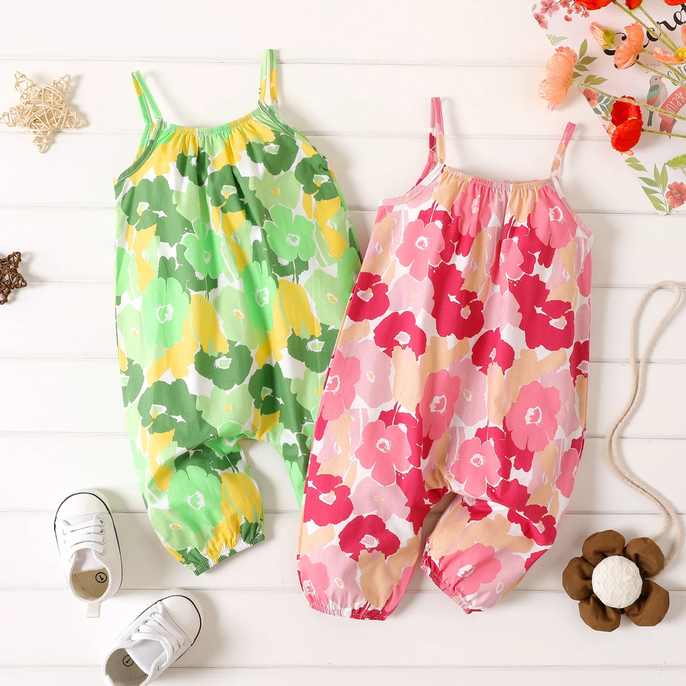 

PatPat Baby Girl Allover Floral Print Sleeveless Cami Jumpsuit