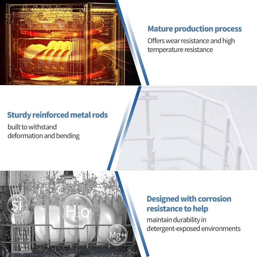 WD28X31819 غسالة أطباق سفلية لأجهزة المطبخ المنزلية مع هيكل متين من الفولاذ المقاوم للصدأ ورفوف قابلة للتعديل