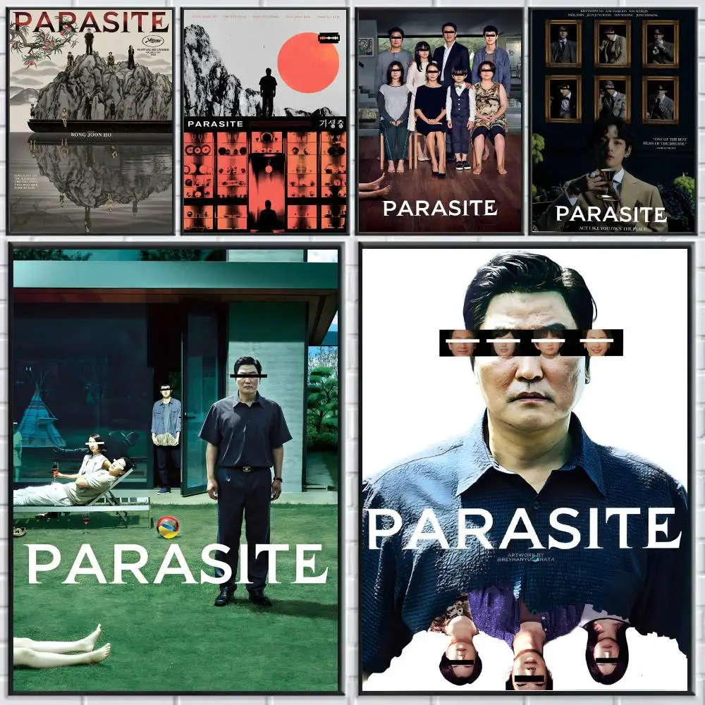 Korean Movies P-Parasite Poster HD Self-adhesive Waterproof Paper Sticker Suitable For Living Rooms Bedrooms Home Decor