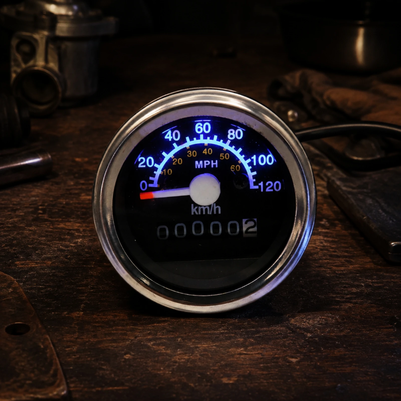 Speedometer with Mechanical Odometer Slim Analog Motorcycle Speed Gauge
