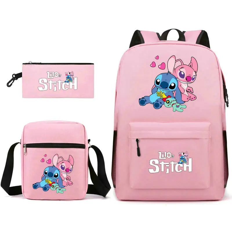 

3Pcs/set Disney Lilo Stitch Backpack for Boy Girl Teenager Student Back To School Schoolbag Lunch Bag Women lovely Rucksack Gift