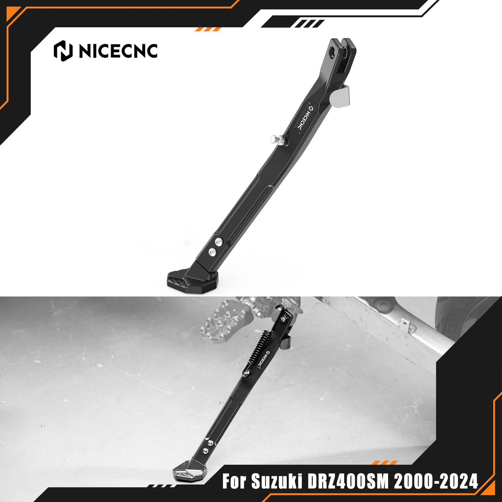 NICECNC For Suzuki 2000-2024 DRZ400SM DRZ400S DRZ400E DRZ400 DR-Z 400 400E 400S 400SM Adjustable Kickstand Side Stand Aluminum