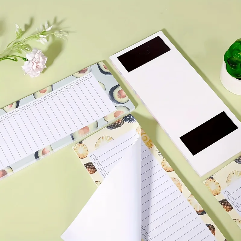 3-Pcs/2-Pack Magnetic Shopping List Note Pad + 1 Magnetic Pen Holder (50 sheets per pack) Tear-Off Refrigerator List Notepad