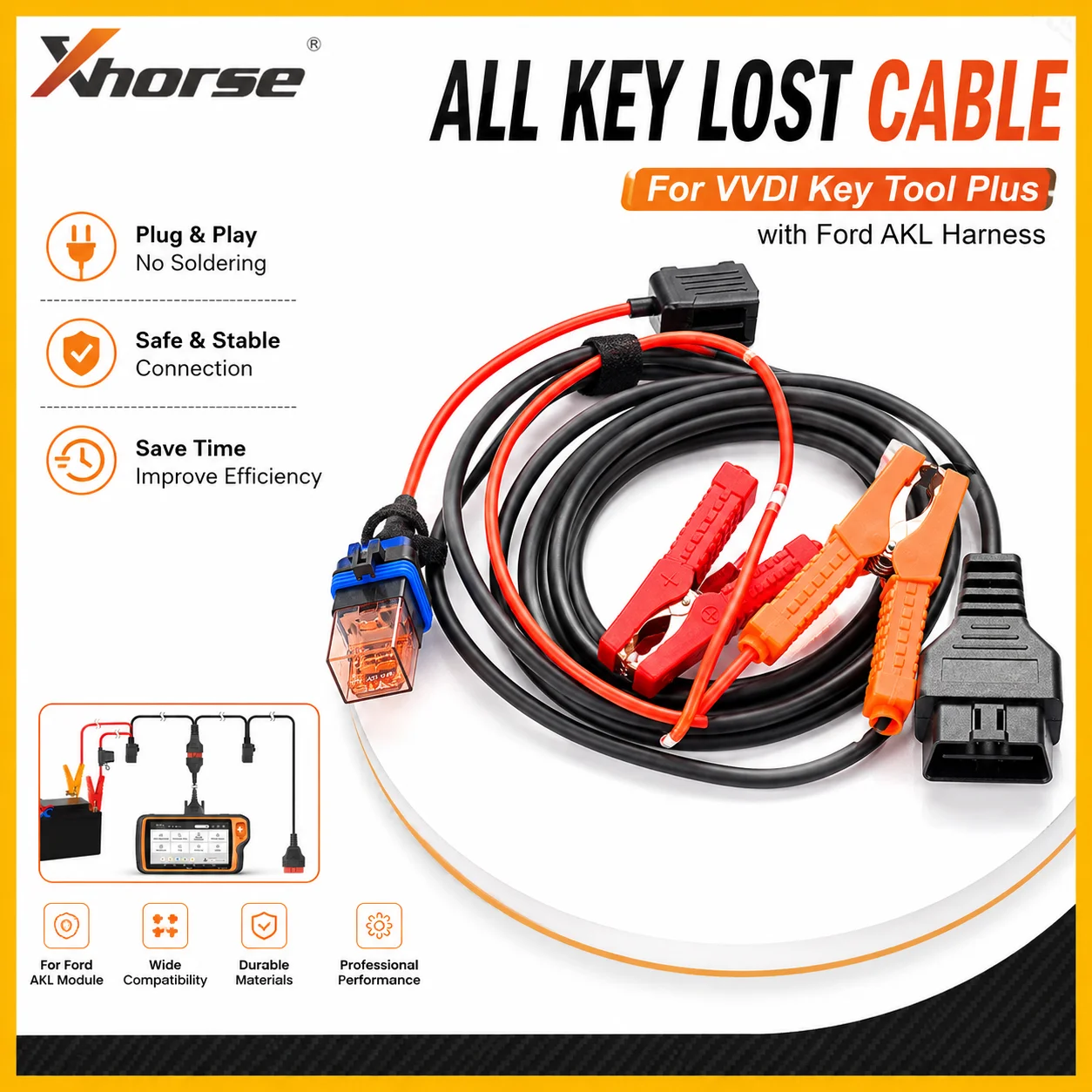 Xhorse XDFAKLGL All Keys Lost Cable for Ford Lincoln 2016-2021 Smart Key Active Alarm Bypass Adapter VVDI Key Tool Plus Max Pro