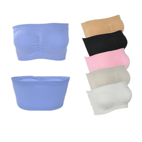 New Women's Strapless Bra with Detachable Chest Cushion  Plus Size Top Elastic Seamless Outdoor Strapless S-6XL