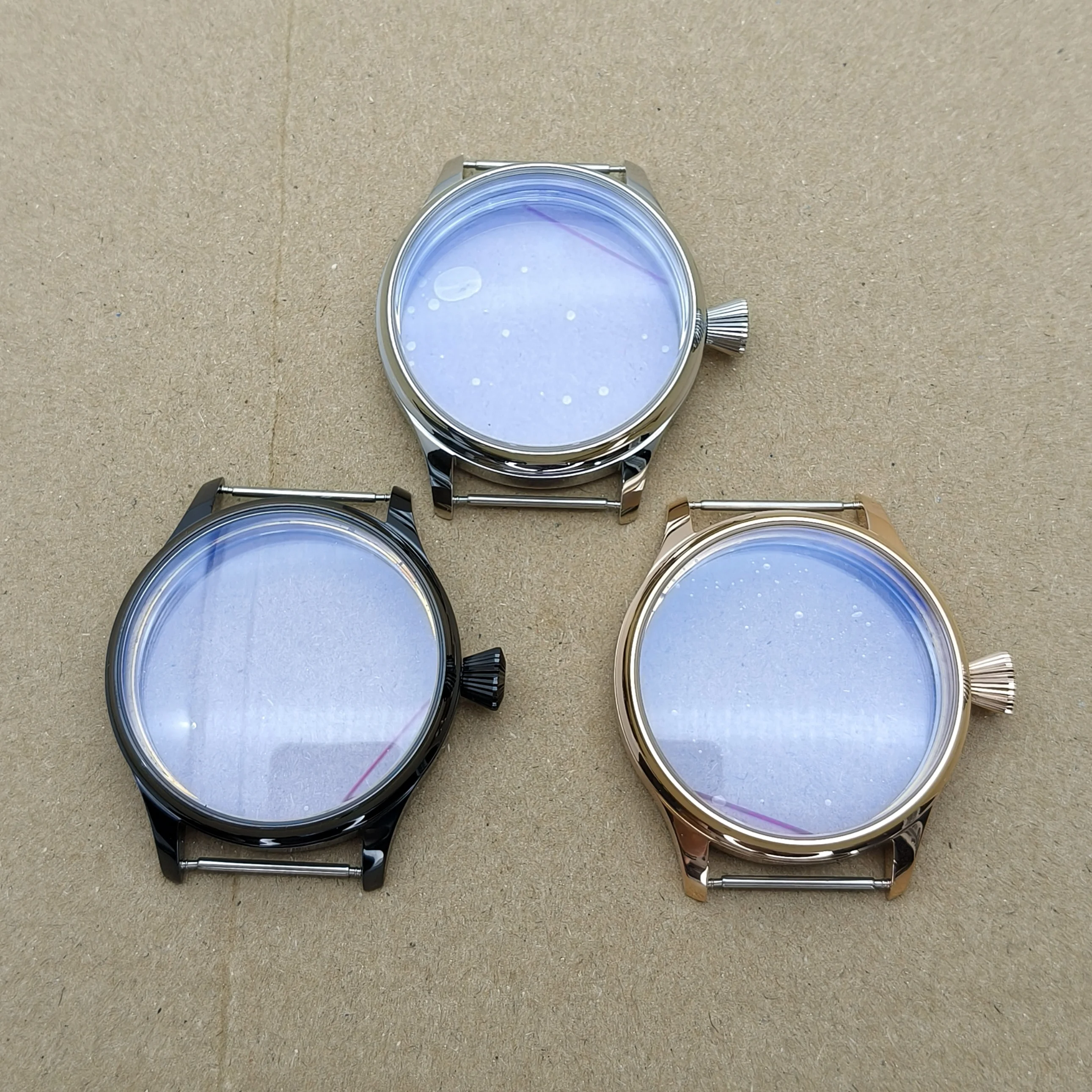 44mm-ステンレススチール時計ケース-eta6497-st36-eta6498-マナル巻きムーブメントに適合