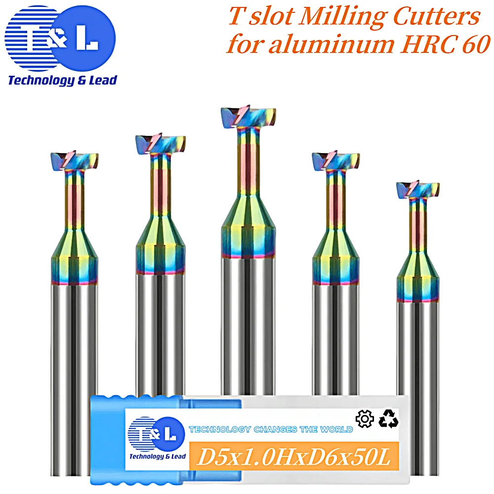 T & L-Tungsten Steel Carbide Milling Cutter, 4-Flute, revestimento colorido, alumínio T-Shape, CNC ferramentas de usinagem mecânica, HRC60