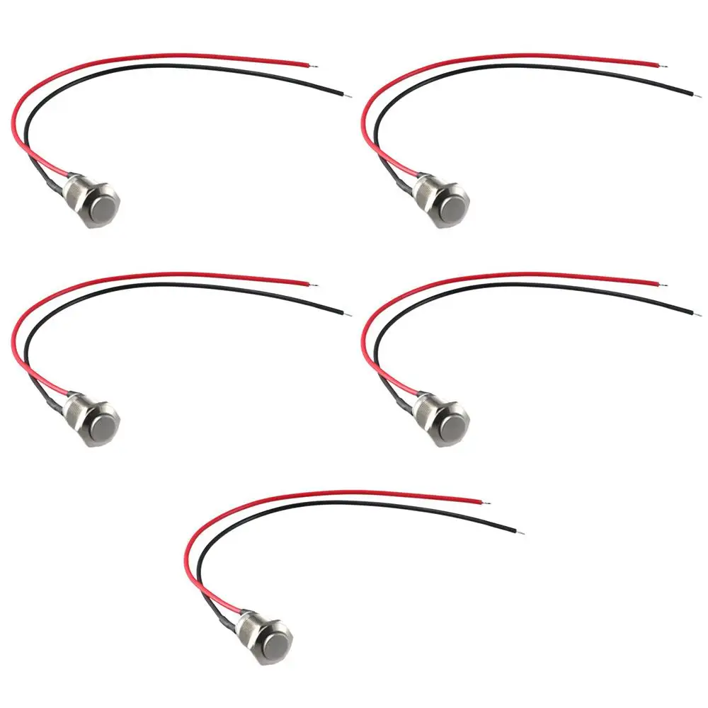 Widely Application 12mm Momentary Push Button Switch with pre-Wiring Black Shell 1 Normally Open IP65 Waterproof