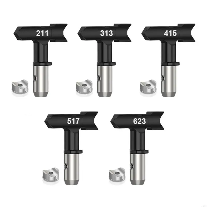 

Interchangeable Airless Paint Sprayer Tips Set of 5 Sprayer Nozzles For Indoor Outdoor Painting Water Based Coatings