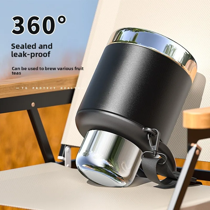 New model stainless steel outdoor sports portable insulated cup - Large capacity cold and hot water bottle