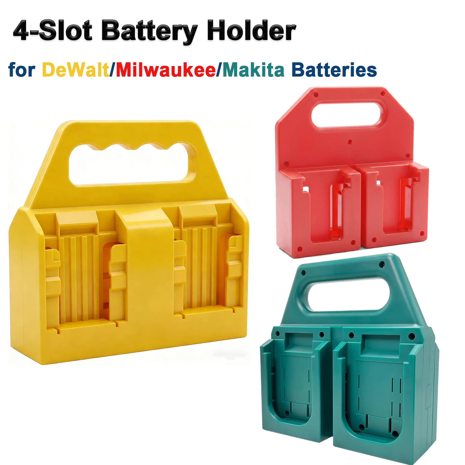 

Battery Holder for DeWalt/Milwaukee/Makita Heavy Duty ABS Case with Handle Portable Storage 2.0-10.0Ah Battery Not Included