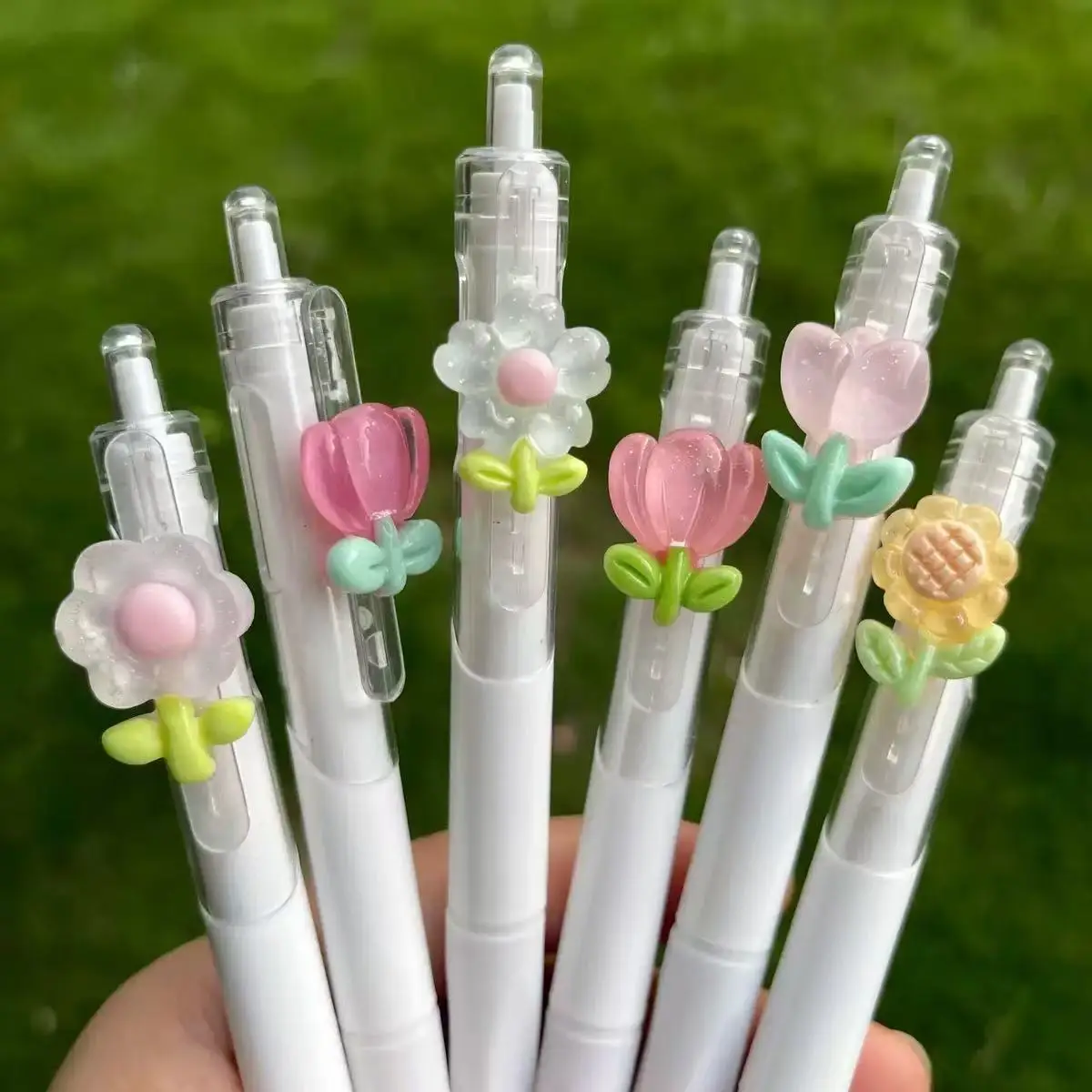 5pcs Flower Pens Ballpoint Pens Flower-Birthday Writing Pens Student Stationery Office Party Gifts, Fine Writing