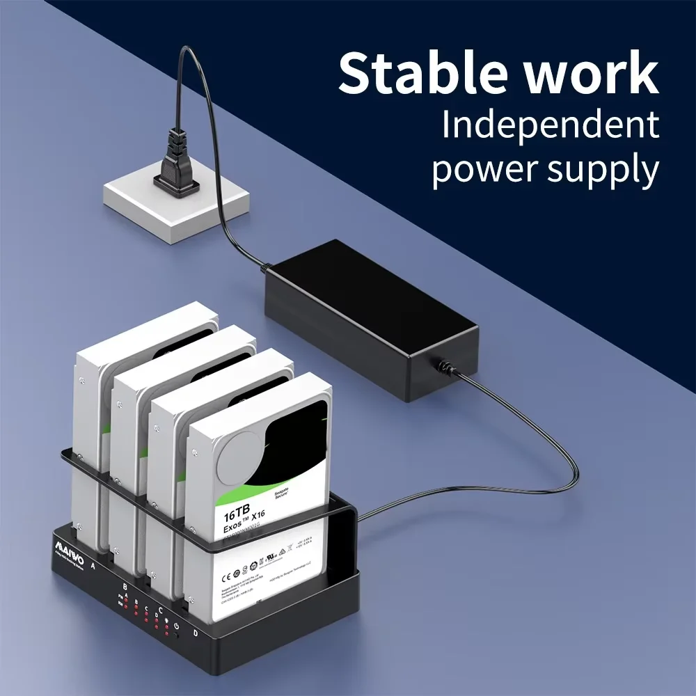 MAIWO 4 Bay Hard Drive Enclosure Sata to USB 3.0 External Multi-Bay 2.5& 3.5 Inch HDD SDD Docking Station Hard Disk Box For Pc