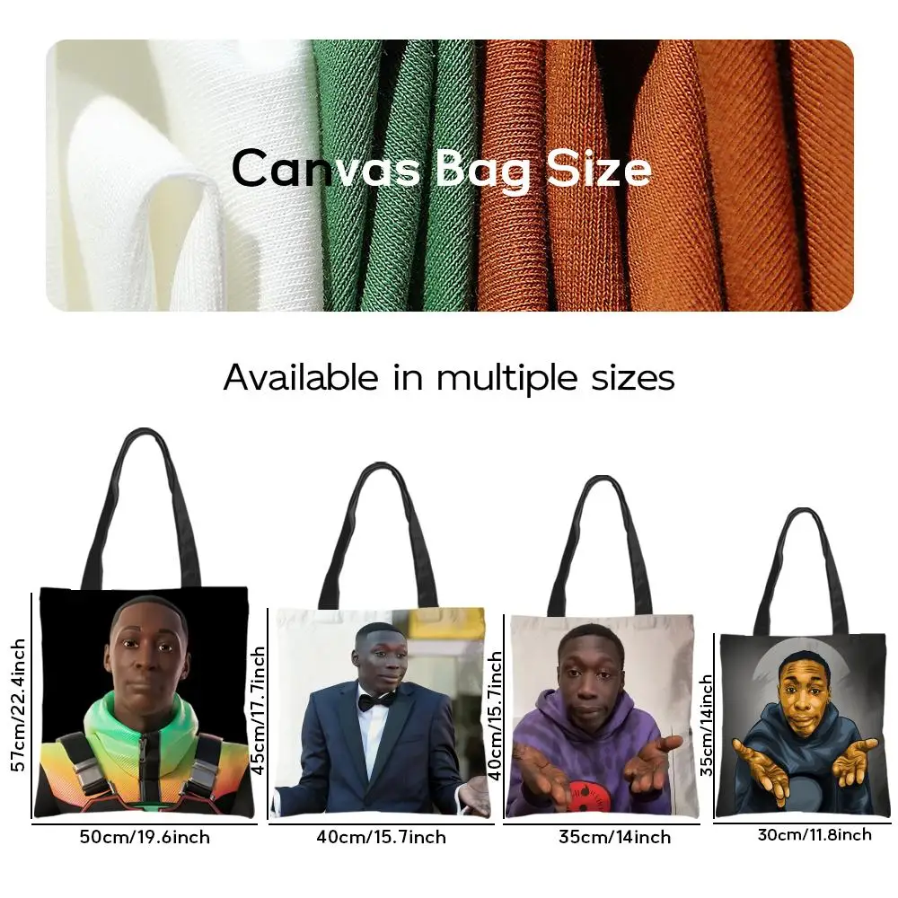 Storage Bags Aesthetic Canvas School Shoulder Bag Lightweight Grocery Shopping Bag Creative helpless expressions K-Khaby Lame