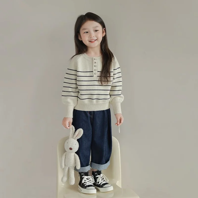 Girls Sweater Wool Coat Kids Tops Knitting 2023 Apricot Thicken Warm Winter Autumn Cottons Teenagers Outwear Children's Clothing