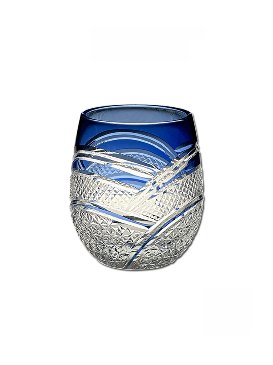 Vaso de Whisky de Cristal Hecho a Mano, Estilo Chihuly Vintage de Alta Gama, Diseño de Luna Redonda, Corte Artístico de Tokio...