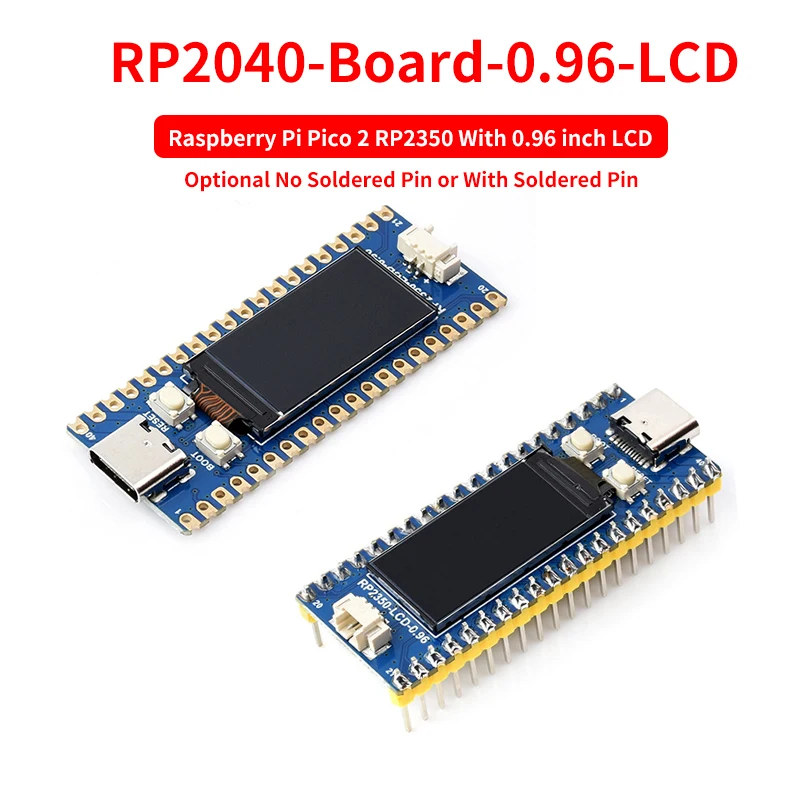

Raspberry Pi Pico 2 RP2350 MCU Board with 0.96 inch LCD Screen 520KB SRAM 4MB Flash Optional Soldered Pin RP2350-LCD-0.96
