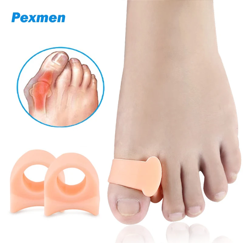 Pexmen 2Pcs Toe Protector Spacers Gel Big Toe Separator Spacer for Hammer Toe Mallet Bunion Pain Relief Overlapping Crooked Toes