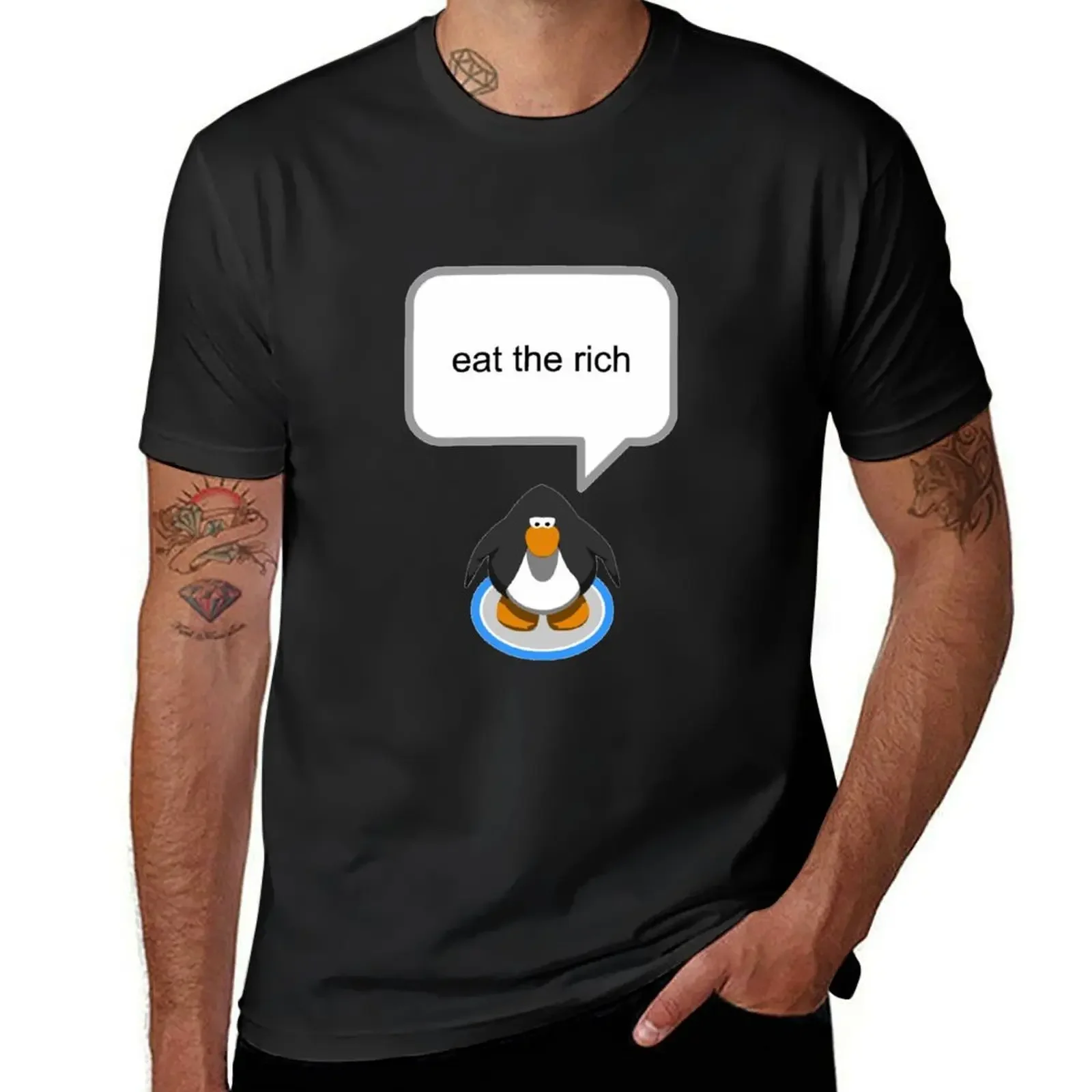 eat the rich - club penguin Sticker T-Shirt luxury designer croswit shirt man valentines clothes mens designer t shirt