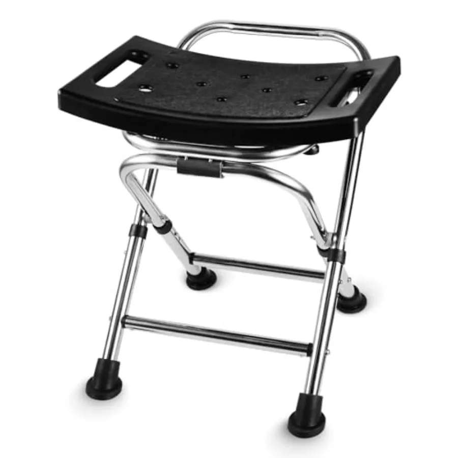 

17.5" Folding Shower Chair Seat, Small Shower Chair for Inside Shower, Portable Travel Shower Stool Black