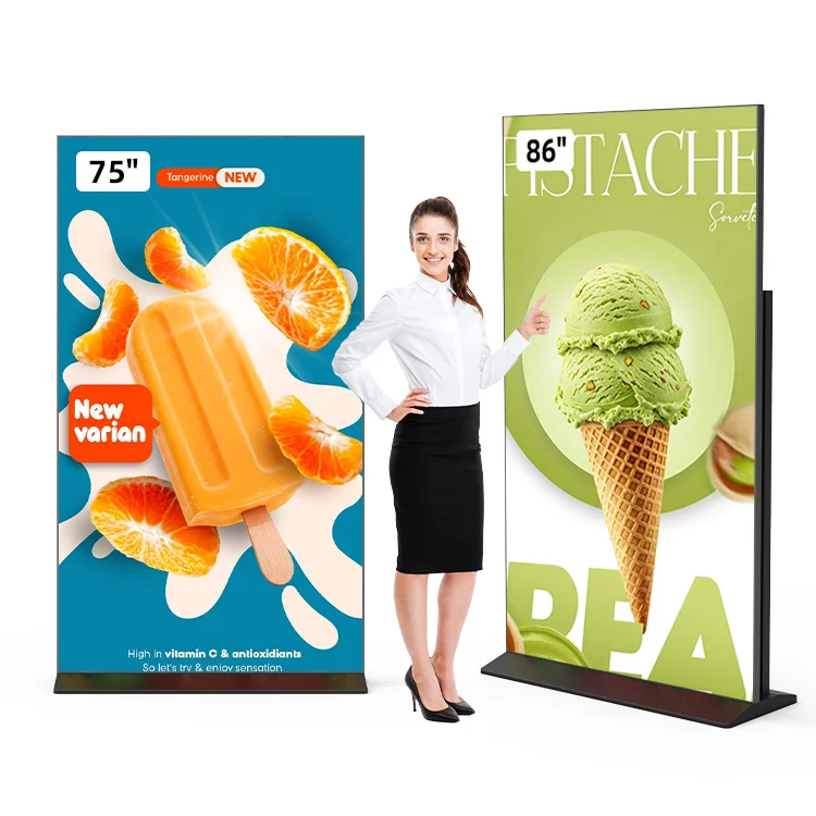 Artificial intelligence Digital Human Kiosk Android Windows Vertical LCD 55 65 75 Touch Screen LCD Kiosk with Movable Wheels