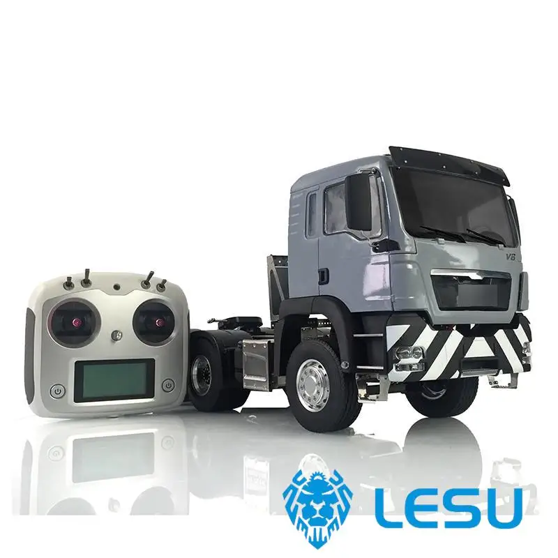 LESU RC 1/14 Metal 6*4 Axles Tractor Truck Painted Light Radio Motor Servo Outdoor RC Heavy Machine Toys