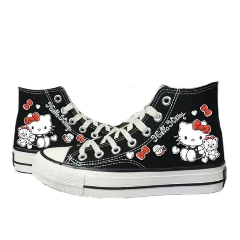 Sanrio Hello Kitty Print Korean Version High Top Canvas Shoes Lolita Cartoon Boys and Girls Student Casual Shoes Kids Sneakers