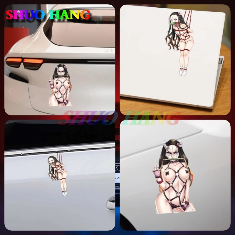 Car Stickers for Demon Slayer Nezuko Motorcycle Vinyl Car Decal Binding Personality Anime Creative Graffiti Car Accessories