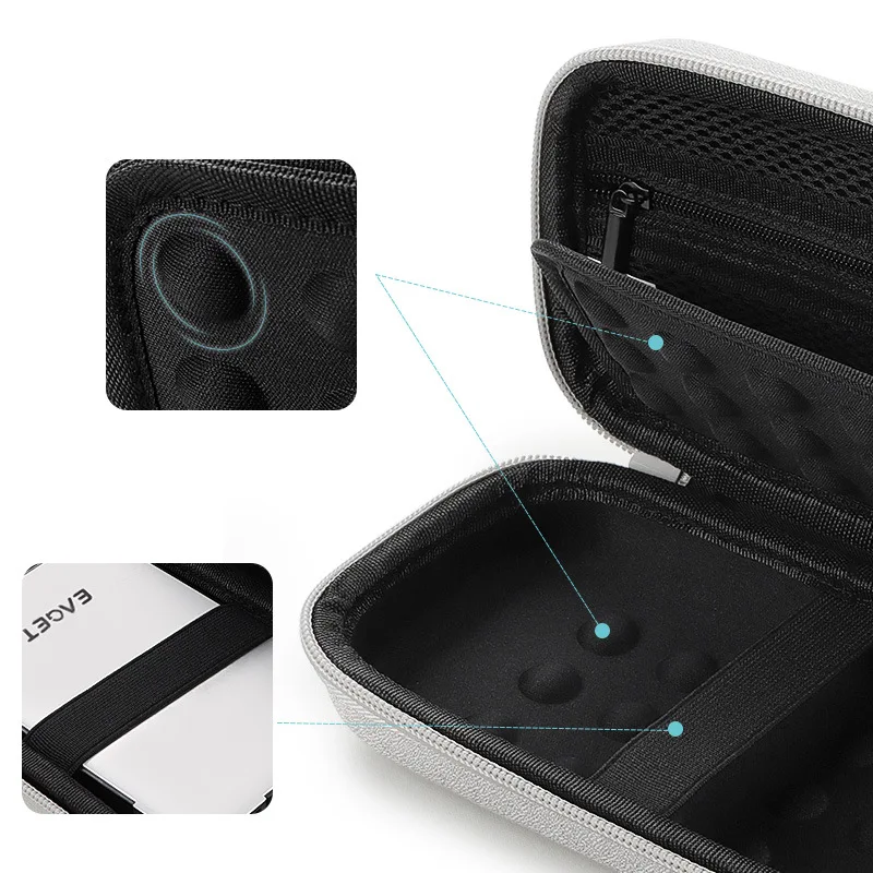 Multi-Functional Portable Hard Drive Enclosure Data Cable USB Flash Drive Power Bank Storage EVA Hard Material With Airbag Bag