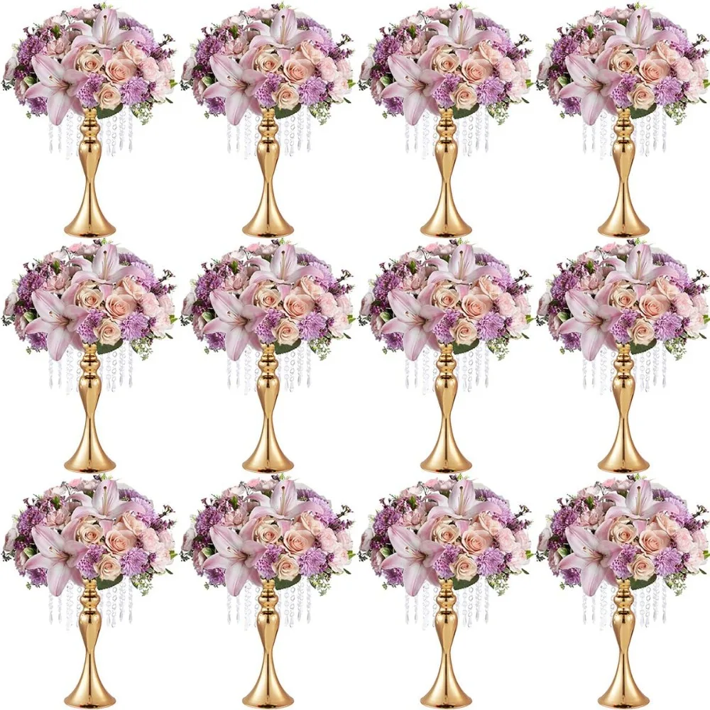

12pcs wedding centerpieces for tables,gold vases for centerpiece,crystal flower stand,floral vases for tabletop flower arrangeme