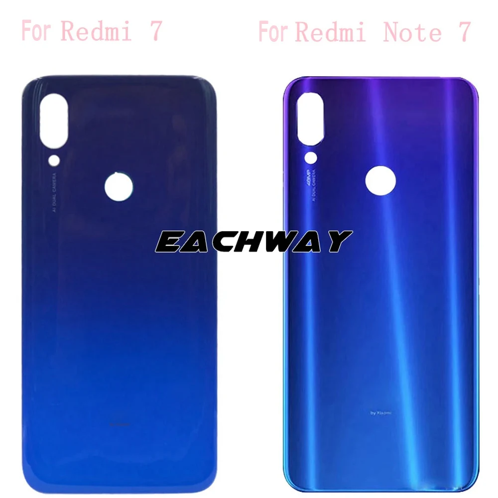 New Glass For Redmi Note 7 Pro Back Battery Cover Rear Housing Door Case Replacement For Redmi 7 Battery Cover