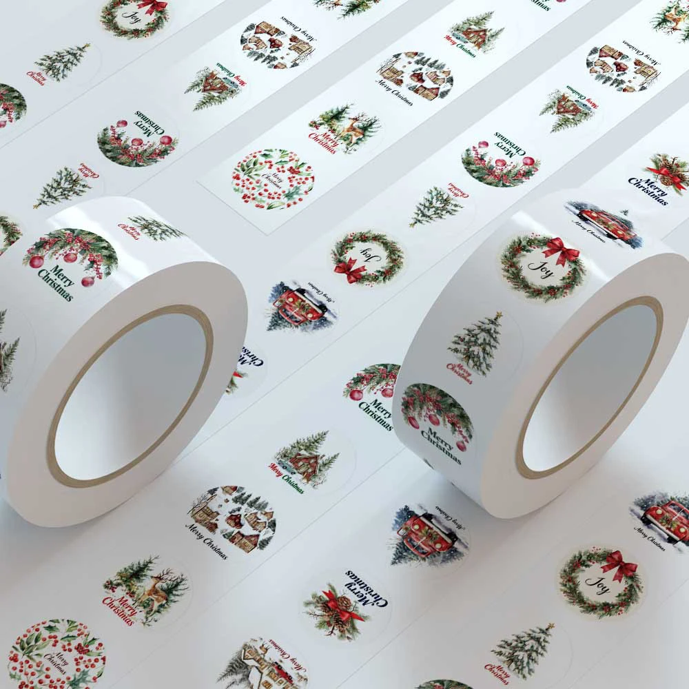 500 pz/rotolo Cartoon Carino Buon Natale Estetico Sigillo Adesivi Decalcomanie Vintage per Laptop Valigia Decorazione Adesivo Giocattolo Regalo