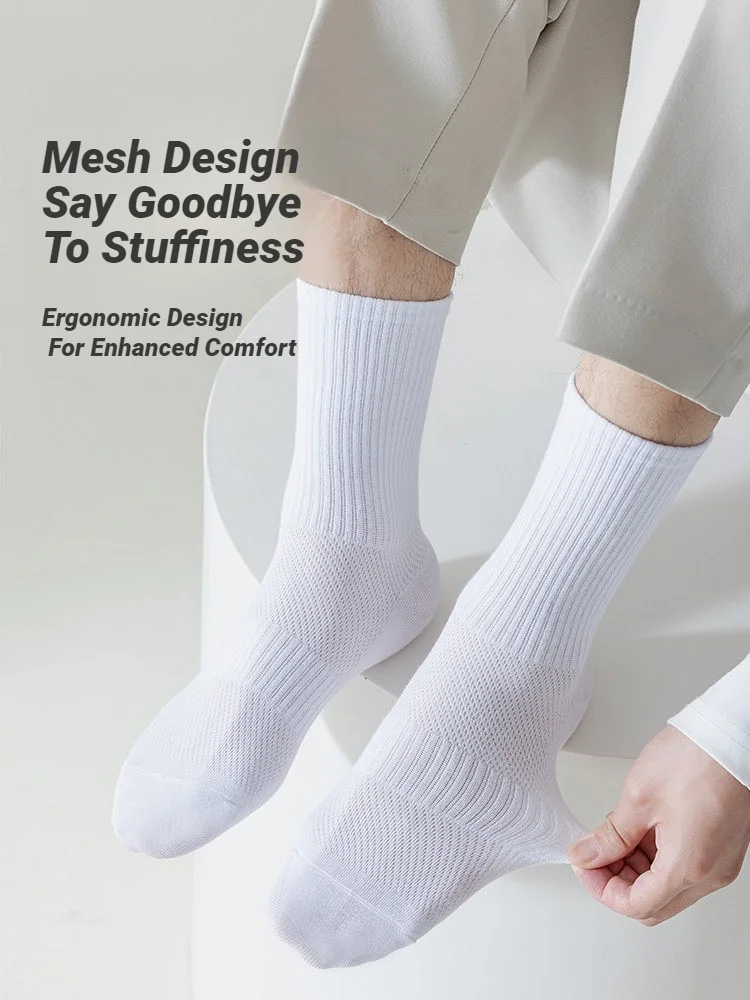 5Pairs Men Elastic Sports Socks Soft Breathable Sports Long Tube Socks Winter For Male Daily Wear Running Outdoor