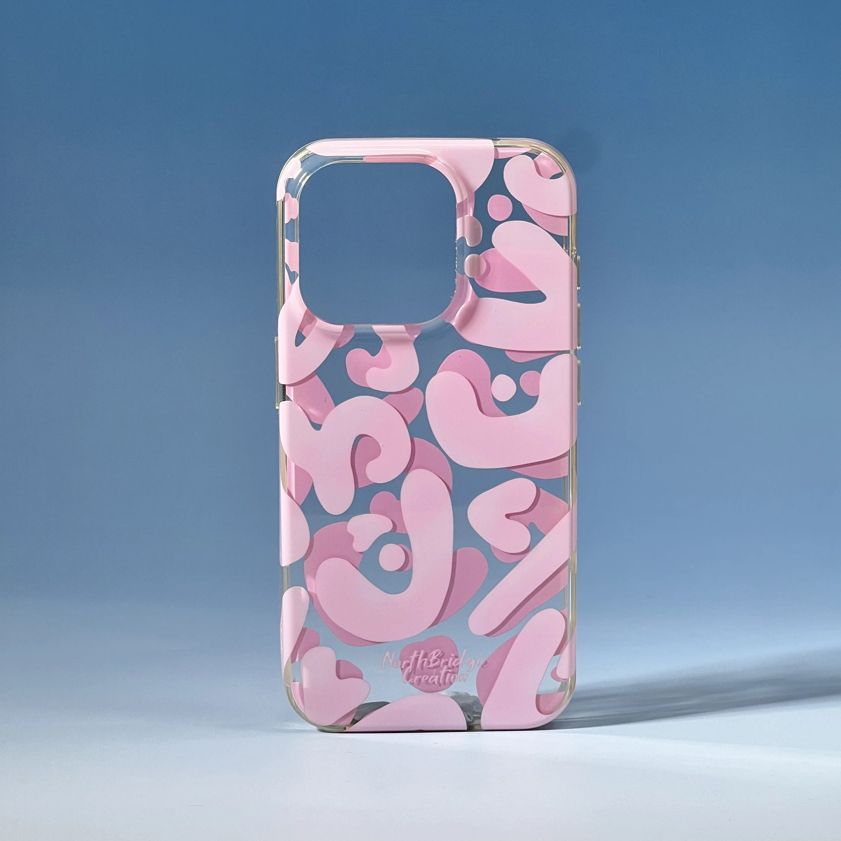 

New Apple 15 Promax Phone Case Pink Creative Graffiti Suitable for iPhone 15/14/13 Pro Double Layer Cartoon Transparent