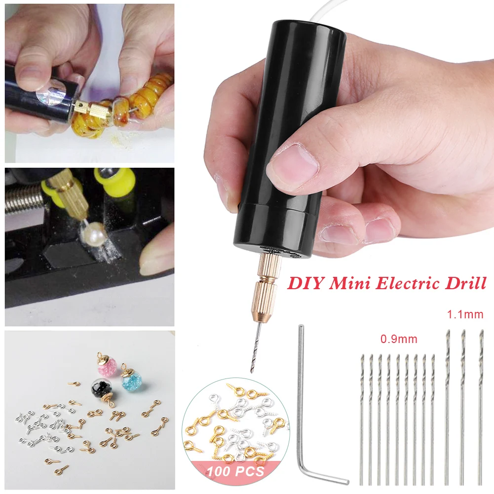 Mini broca de mão elétrica usb handheld portátil broca giratória conjunto com bits para moagem corte jóias fazendo diy ferramenta