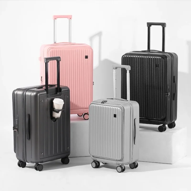 Side Opening Luggage 2024 New ABS+PC Large-Capacity Extendable Multifunctional Trolley Case 20/24/28 Inch Suitcase Travel Case