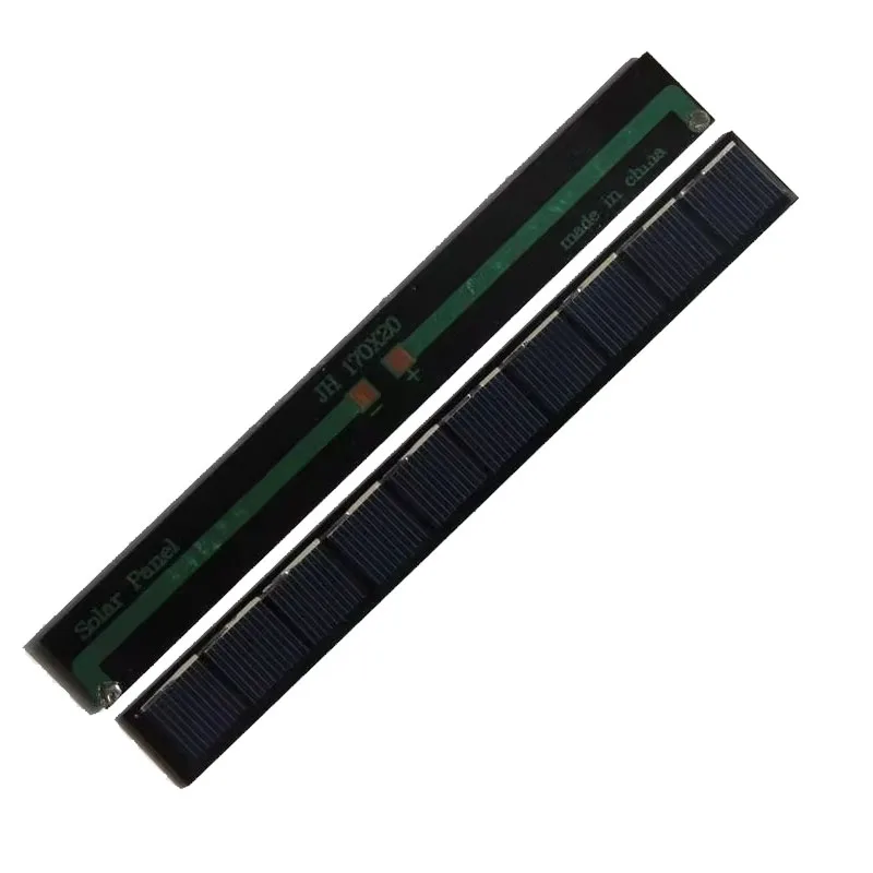 100 Uds. Panel Solar de tira personalizado de 0,4 W 5V células solares policristalinas de tamaño pequeño para juguetes electrónicos hechos por bricolaje luces LED 170*20MM