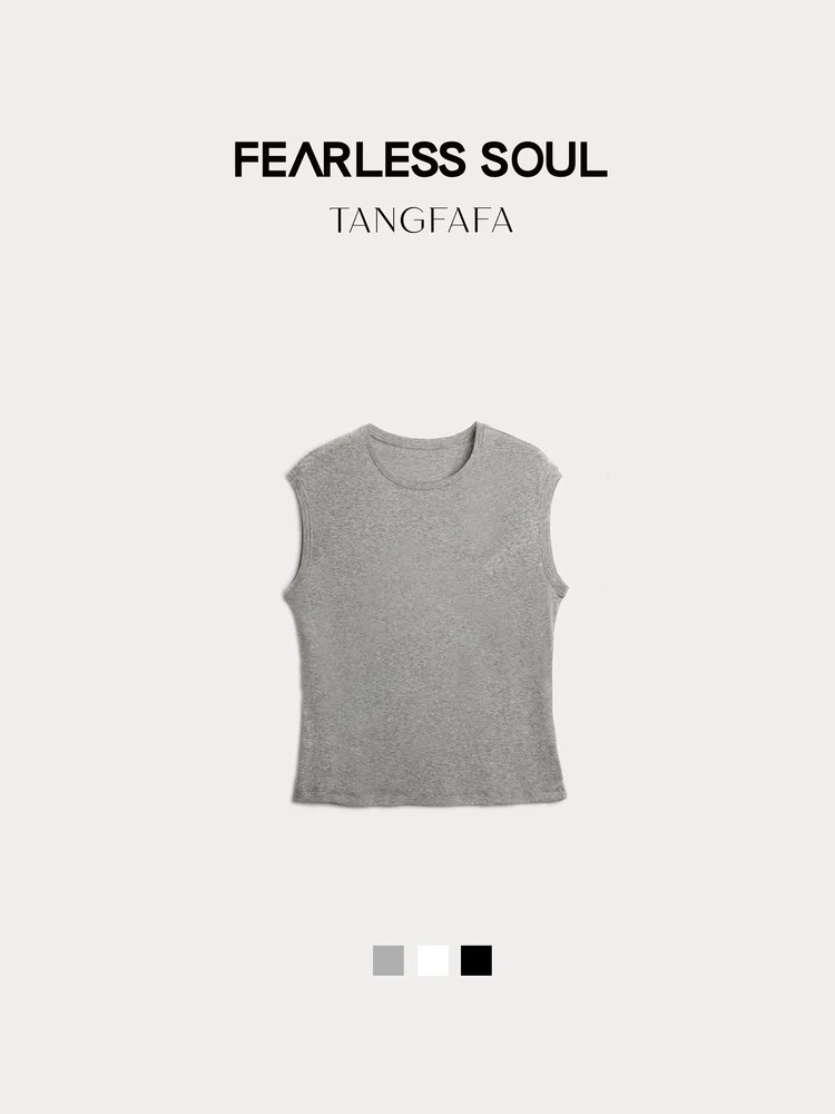 

Tfa Summer 2026 Women's Comfortable Loose round Ne Svel Vest Breathable Cool Sensation Versatile Commute Casual Cotton