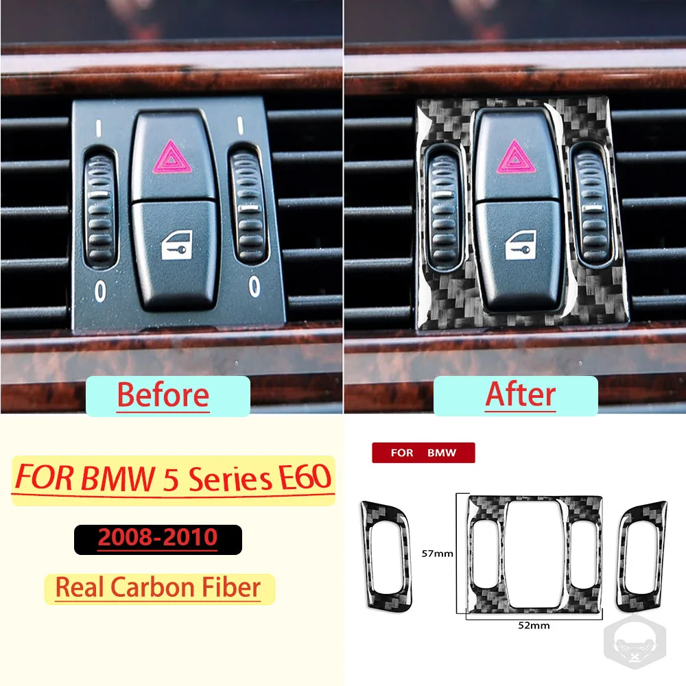 Carbon Fiber For BMW 5 Series E60 2008-2010 Car Central air Vent outlet Panel Trim Customizable Sticker Interior Accessories