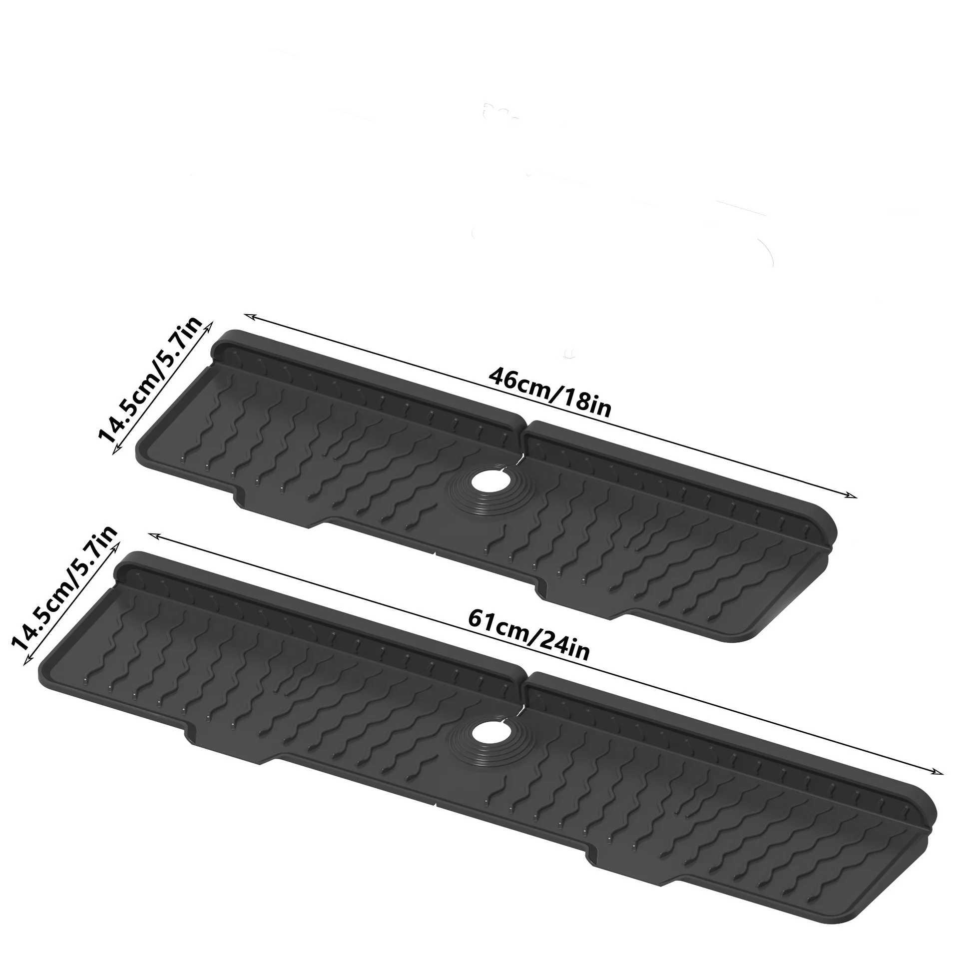 1 Heavy-dutyNon-Slip Sink Mat | Foldable Gray/Black, Easy-to-Clean Silicone Material, Tilted Drainage Design, Suitable for Sinks
