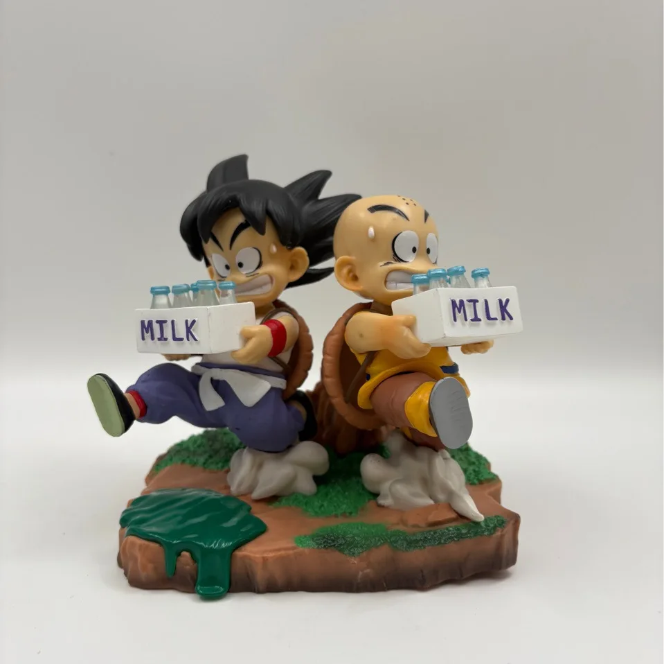 Hoge kwaliteit Dragon Ball karakter perifere kindertijd Goku Krillin melklevering scène figuur desktop ornamenten model speelgoed cadeau