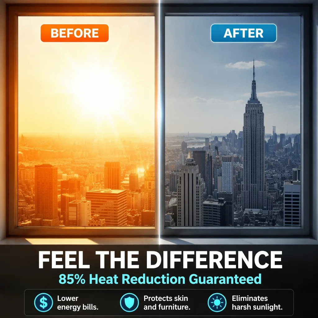Daytime One Way Privacy Window Film Silver Blue Silver Light Block Heat Control for Home Balcony Glass